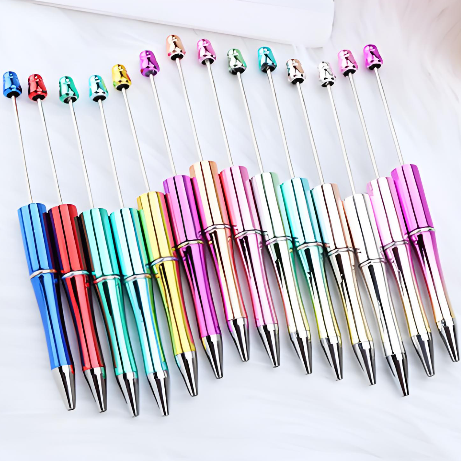 Customized Electroplated Plastic Beaded Ballpoint Pen 2