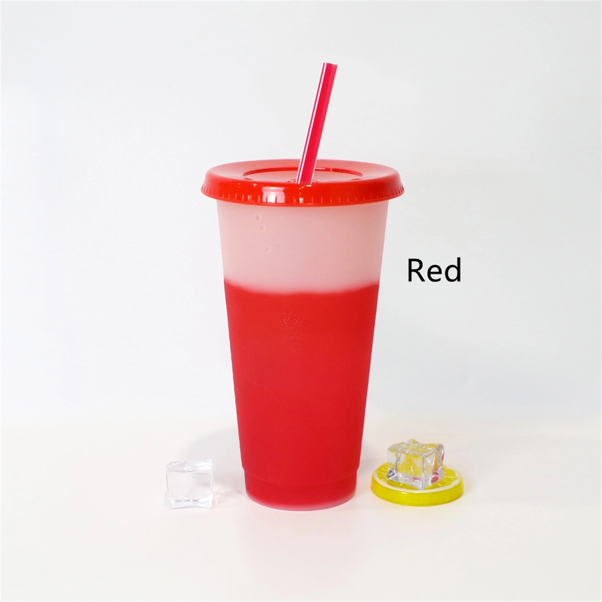 Color Changing Cups Plastic Tumblers With Lids & Straws 24Oz 3