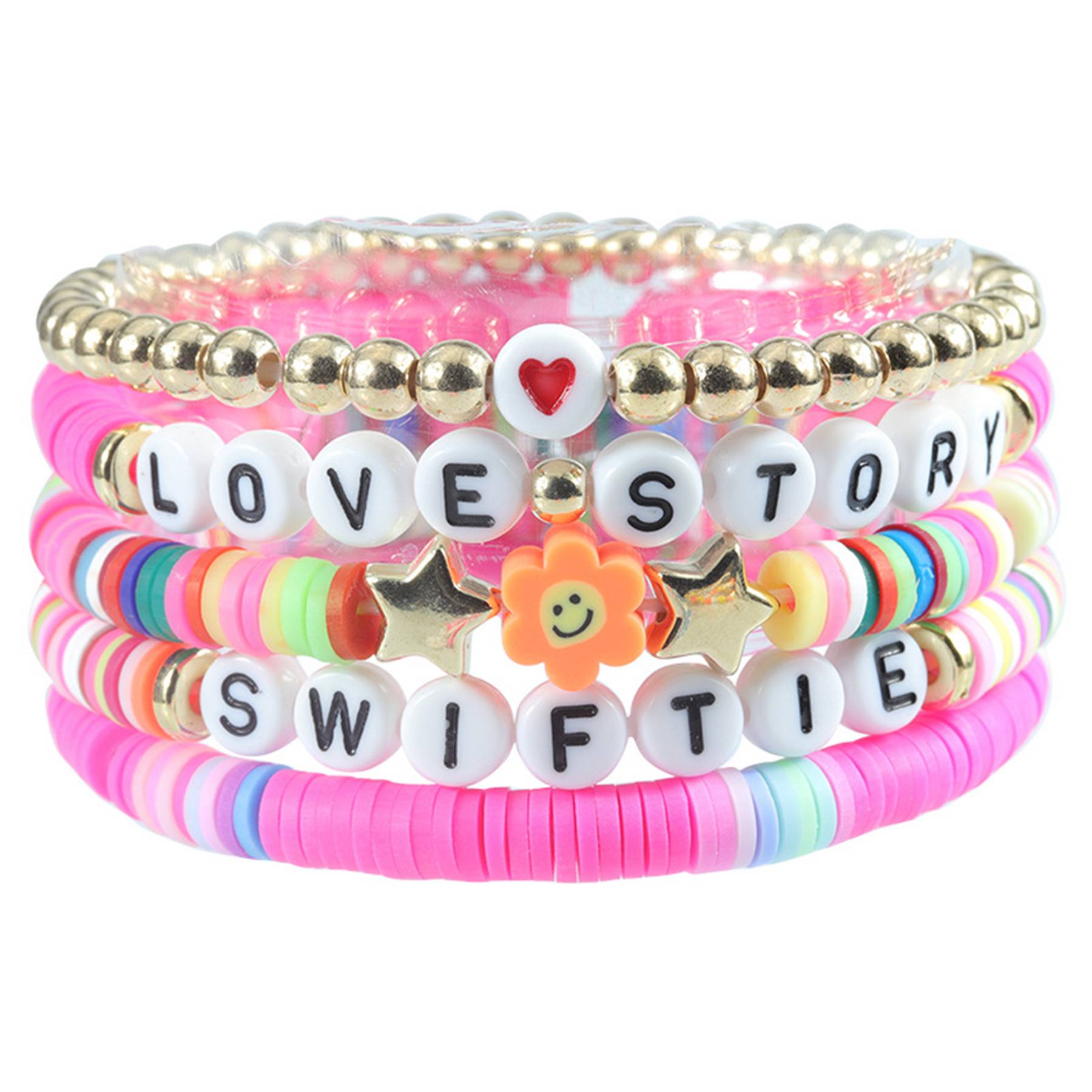 Plastic Stretch statement coloured letter beaded bracelet 9