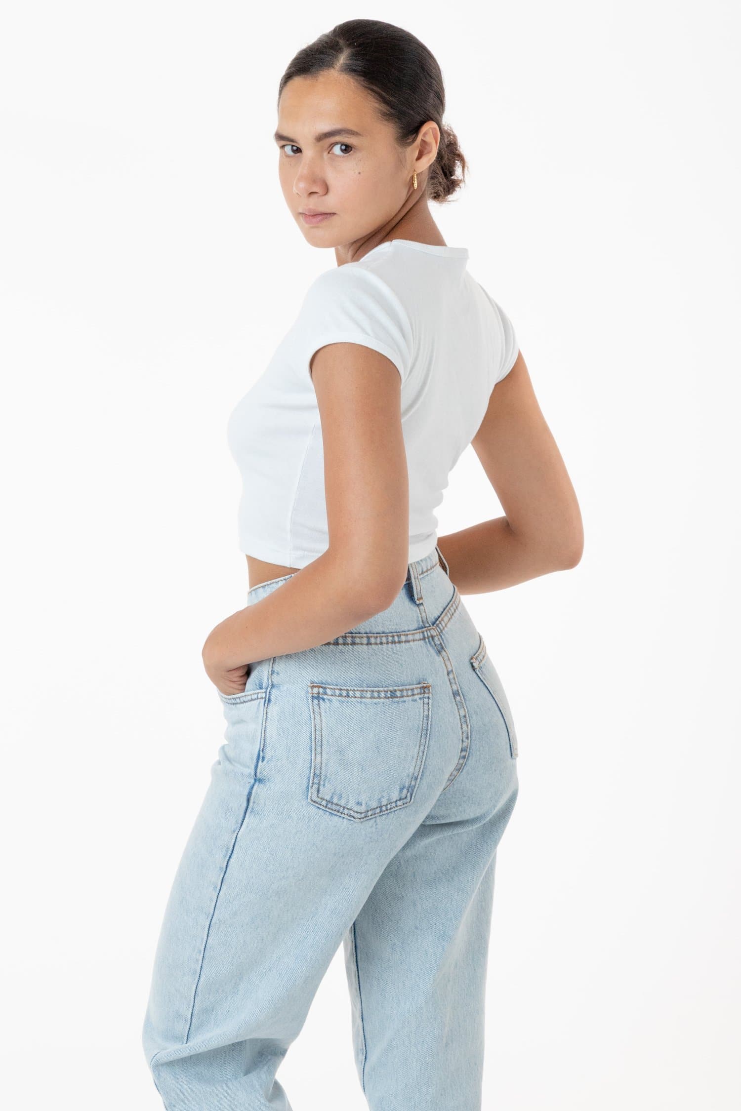BABY RIB CAP SLEEVE CROP TOP 5