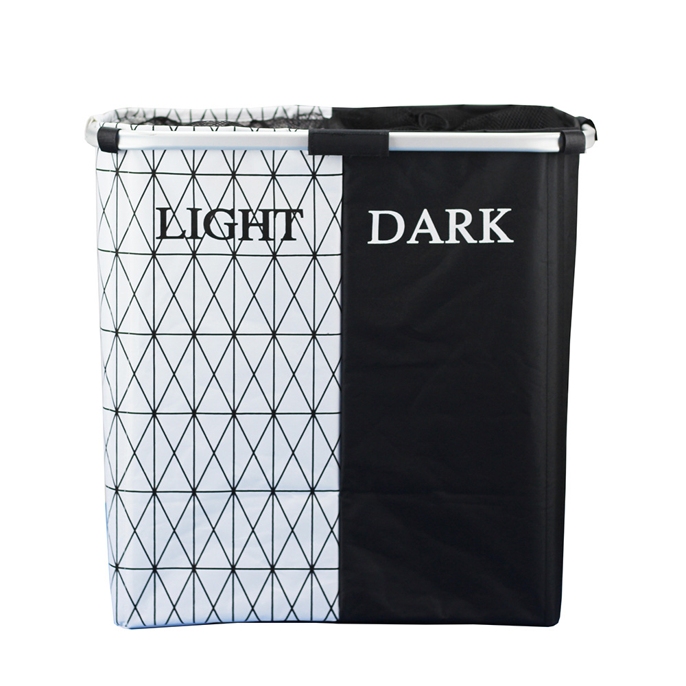 Collapsible Laundry Hamper Basket w/ 2 Sections 10