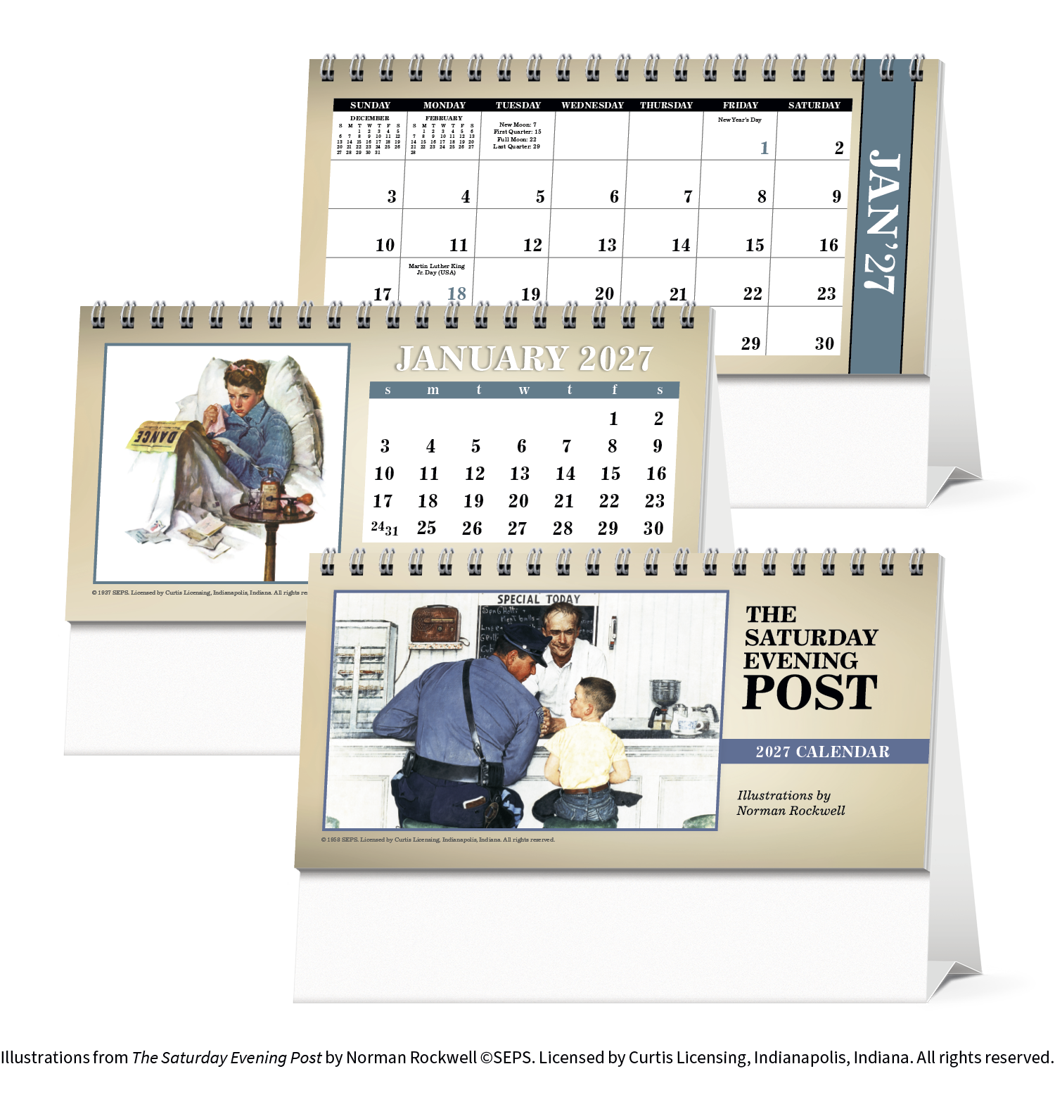 Triumph® Calendars The Saturday Evening Post Illustrations by Norman Rockwell Desk Calendar 24