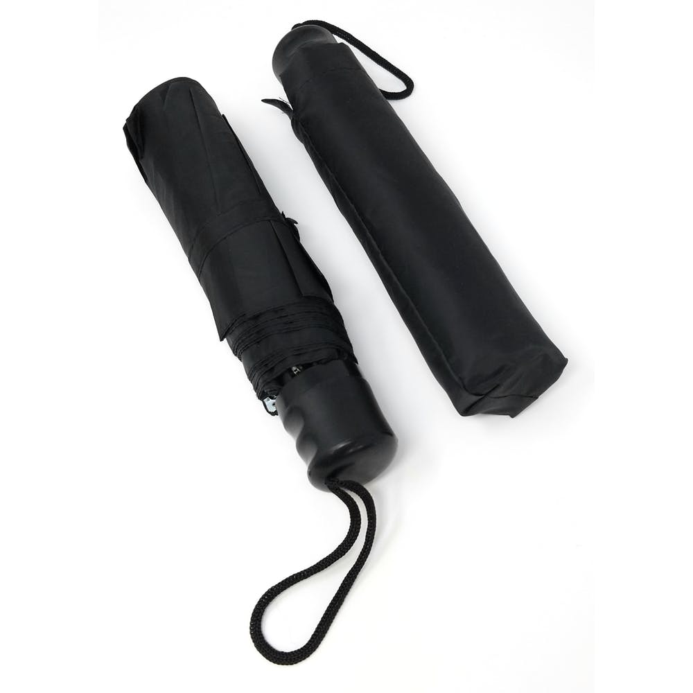 Mini Compact Umbrella - Black Collapsible 10'' 2