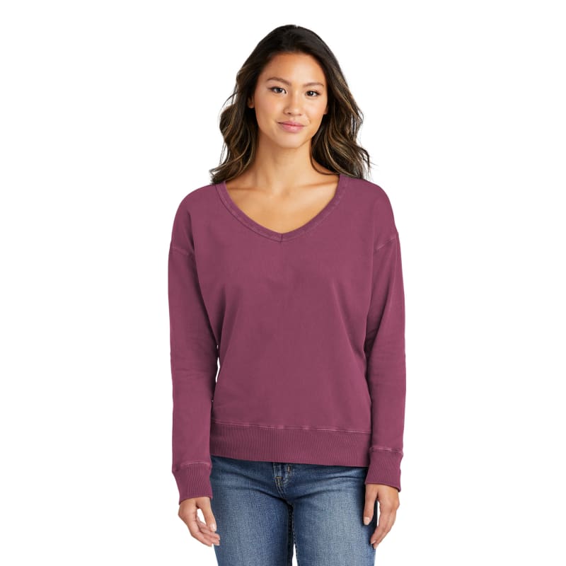 Port & Company Women's Beach Wash Garment-Dyed V-Neck Sweatshirt, custom hoodie or sweatshirt with logo imprint 11