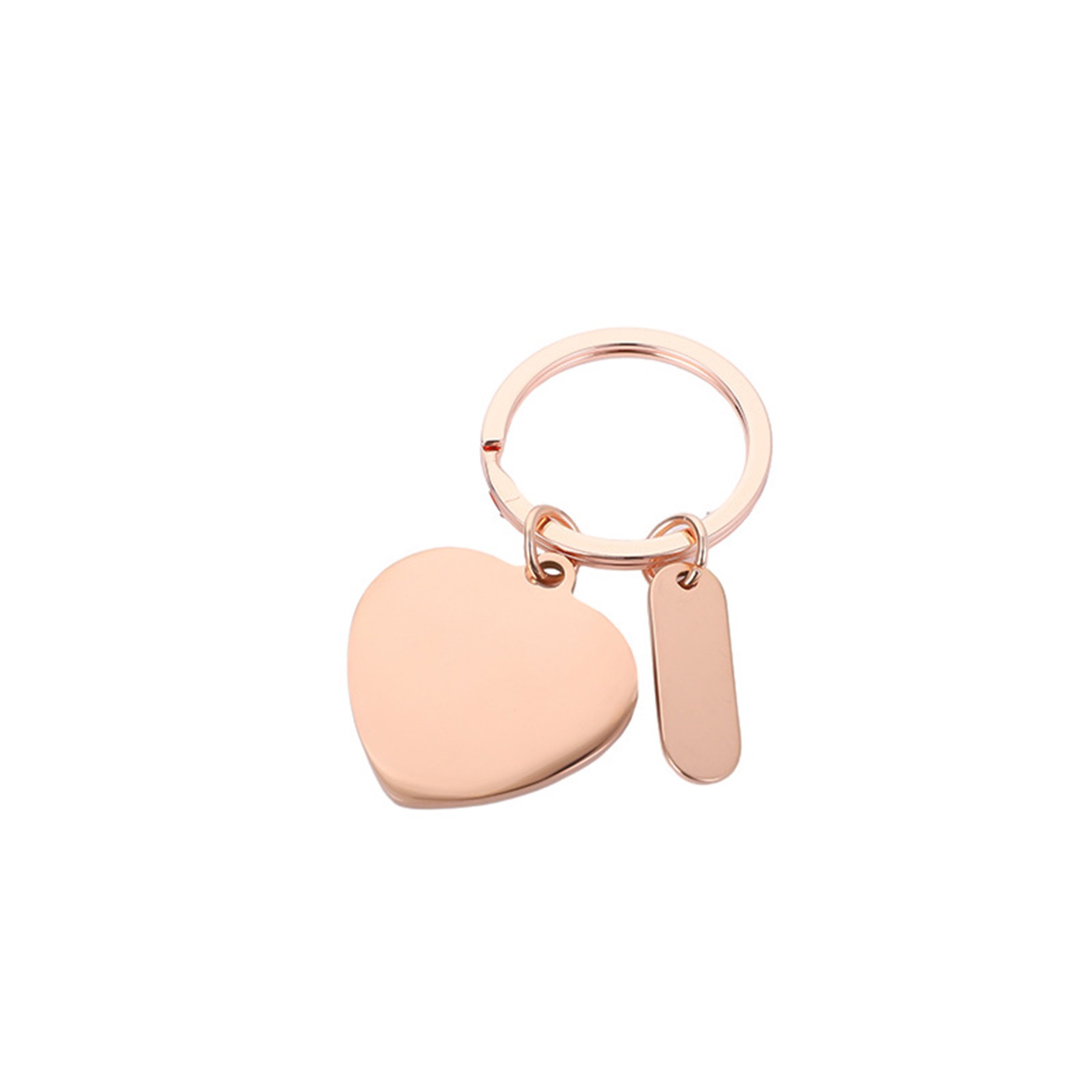 Peach Heart Blank Stainless Steel Keychain Accessory 3