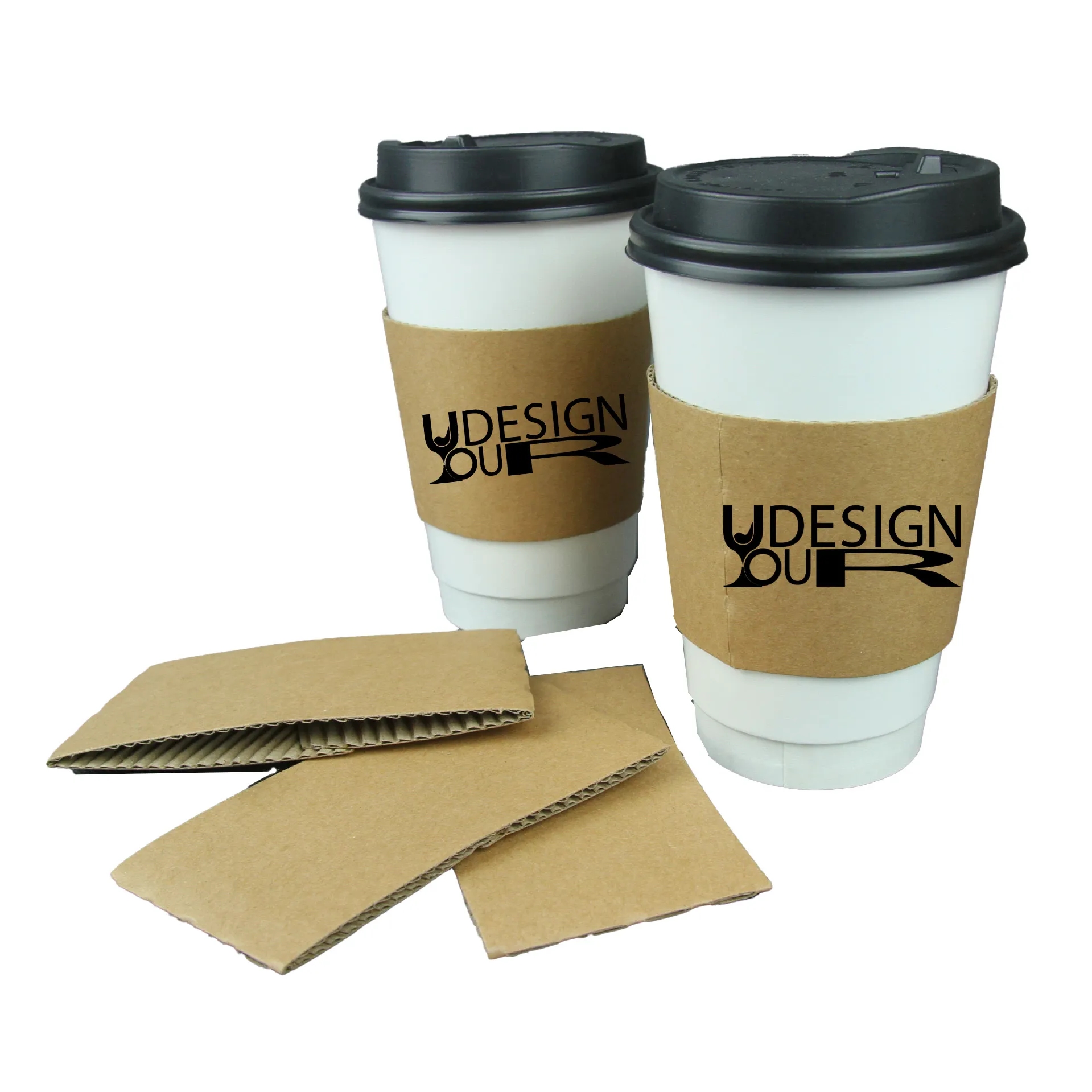 12/16OZ Custom Premium Printed Kraft Coffee Cup Sleeves 3