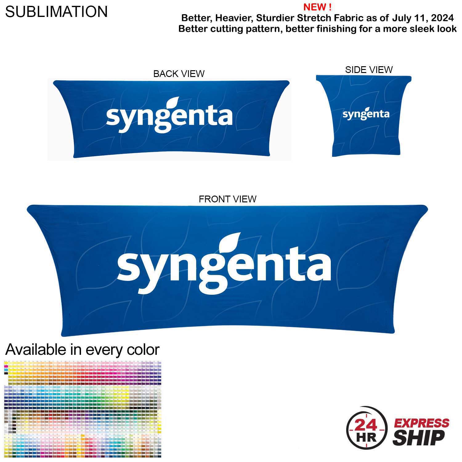 24 Hr Express Ship - Sublimated Stretch Curved Fit Table Throw for 8ft table, 4 sided, Closed back 2