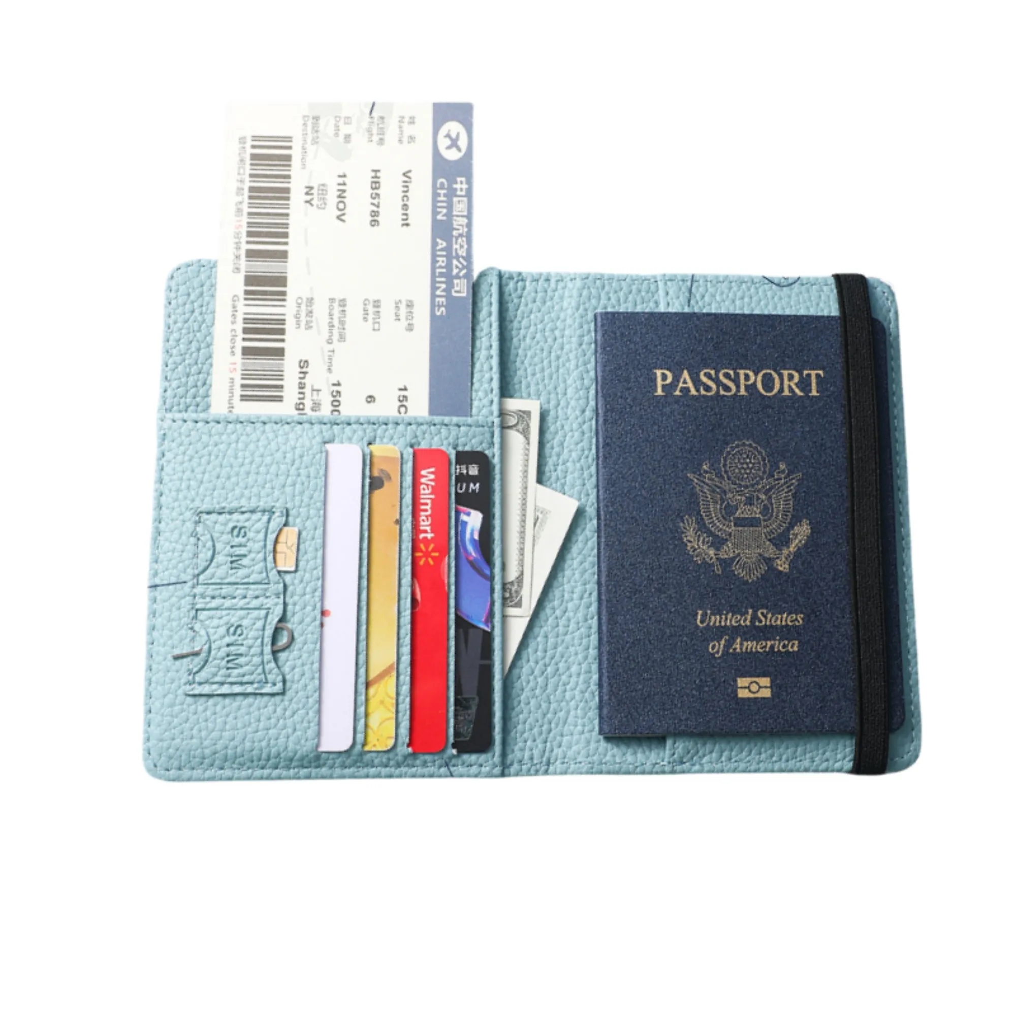 Passport Wallet Multi-Pocket Elastic ID Holder 5