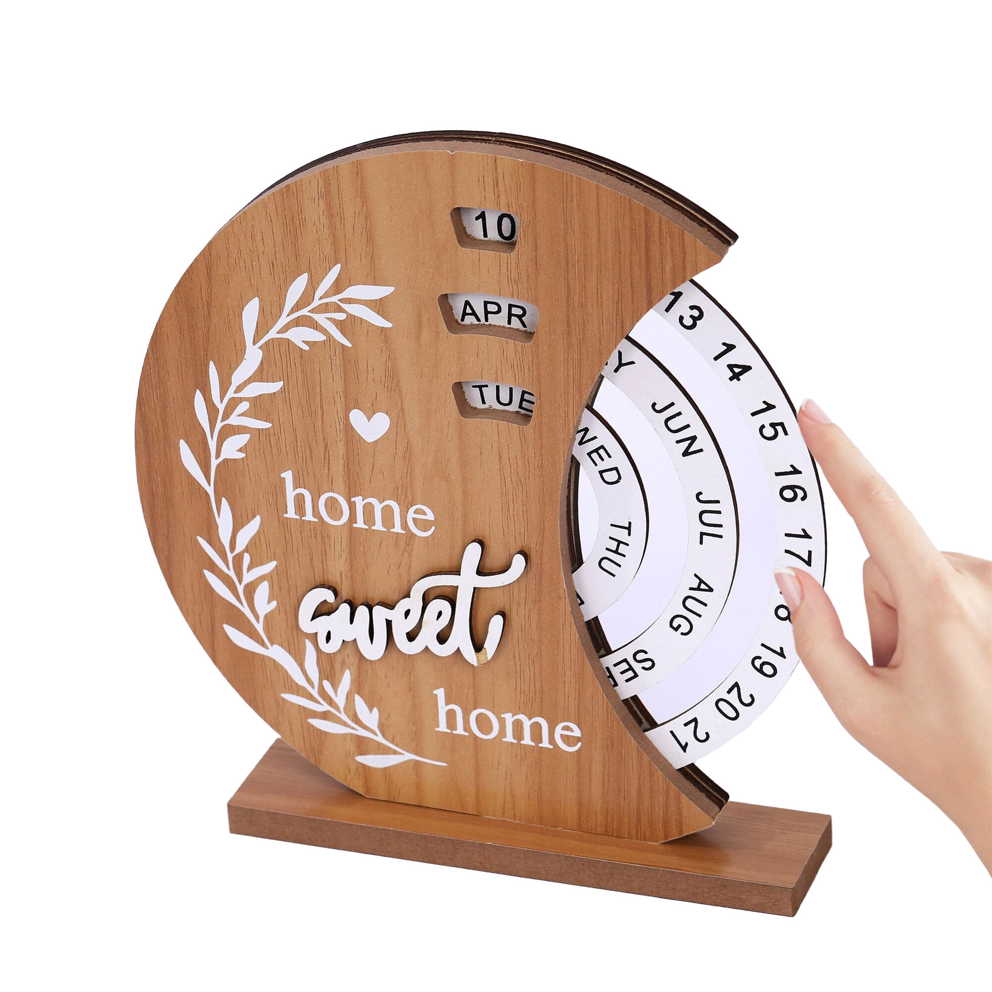 Wooden Perpetual Calendar Desk Home Decor 2
