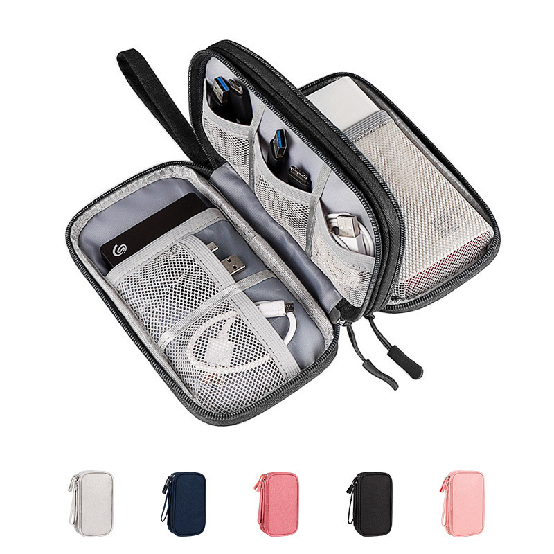 Small Waterproof Double-Layer Travel Cable Organizer Bag Electronic Accessories 7