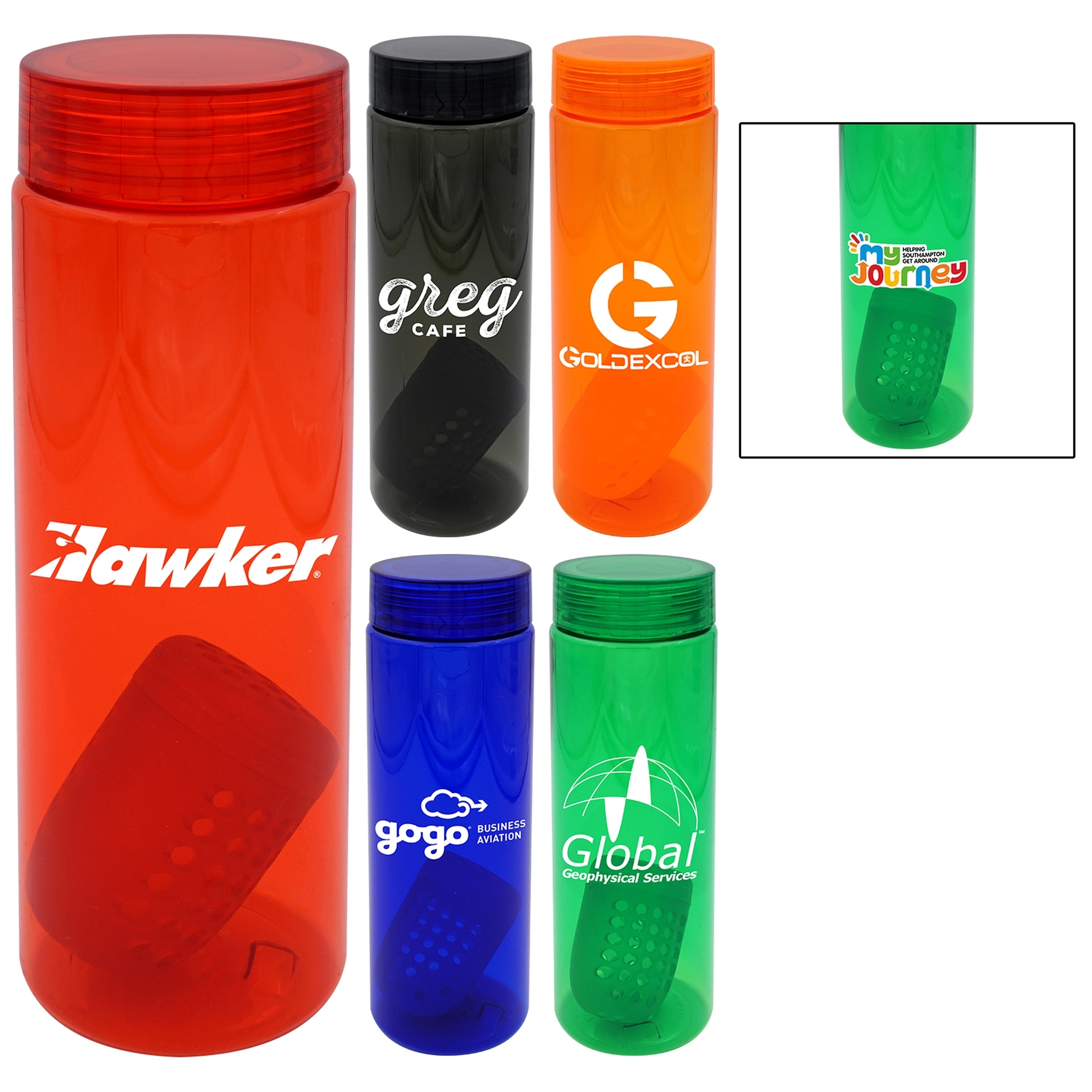 CLEAR VIEW 24 OZ. COLORFUL BOTTLE WITH FLOATING INFUSER