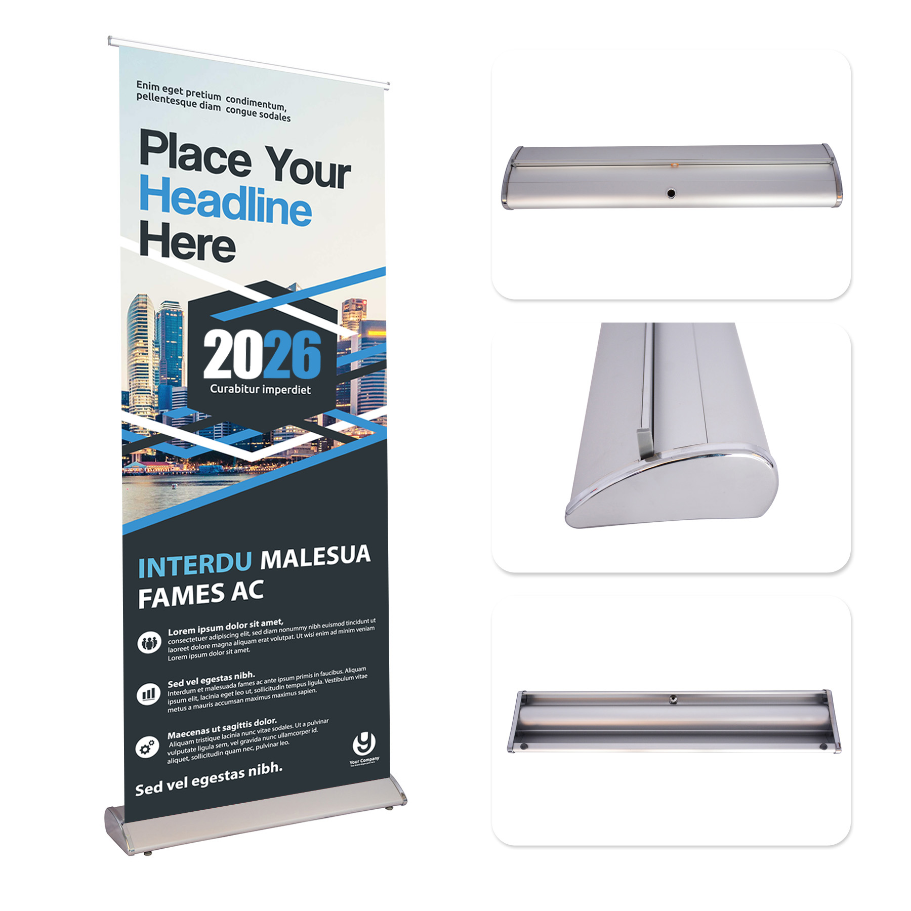 Deluxe Retractable Aluminum Banner Stand W/ Graphic 31.5" X 79" 4