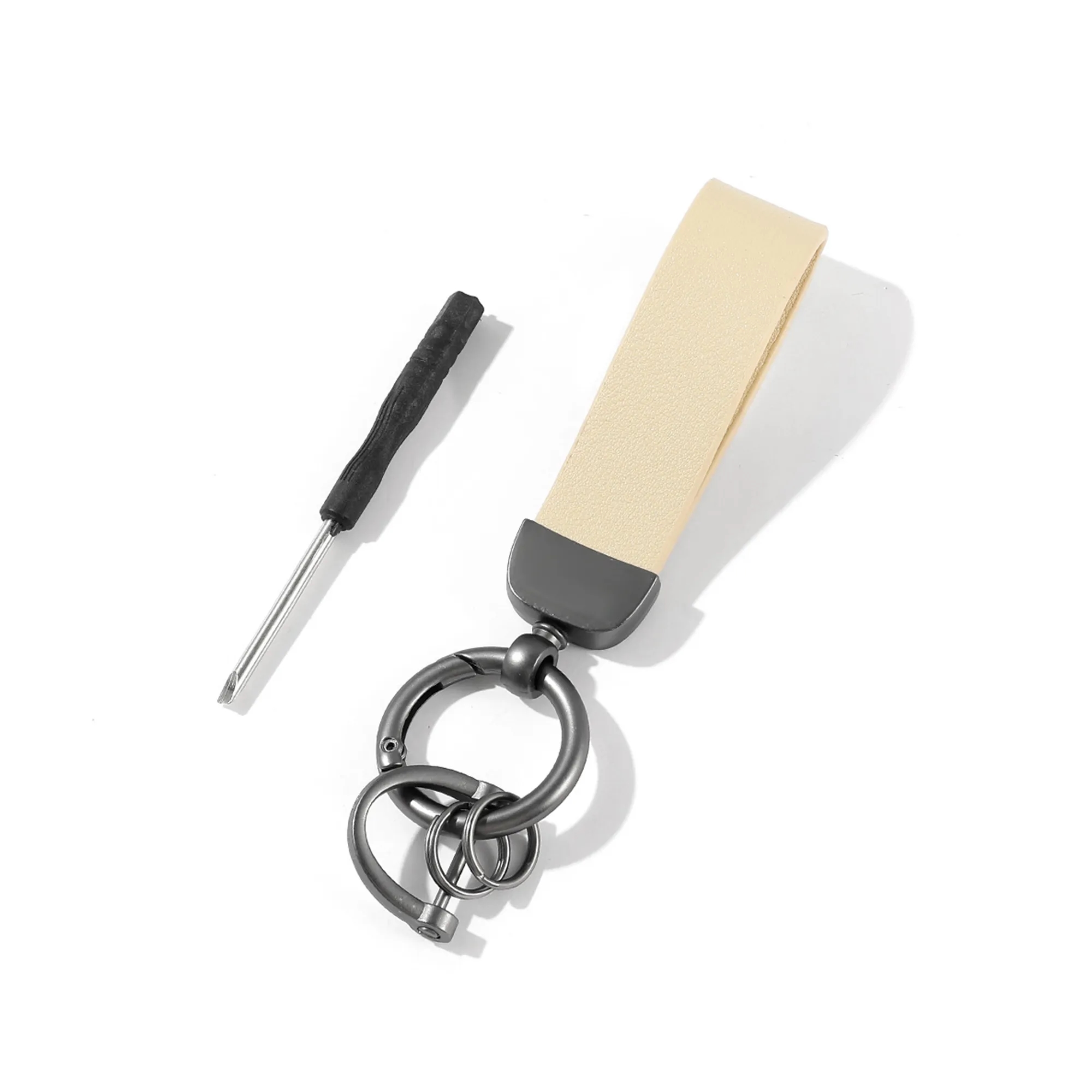 MOQ50 PU Leather Zinc Alloy Keychain With Screwdriver 8