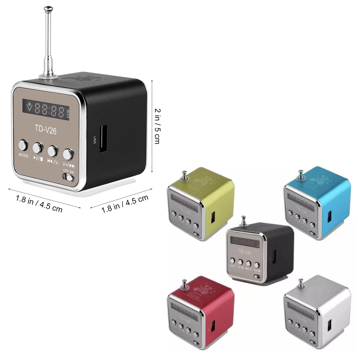 Portable Wireless Music Player with FM Radio and Stereo Speaker 3