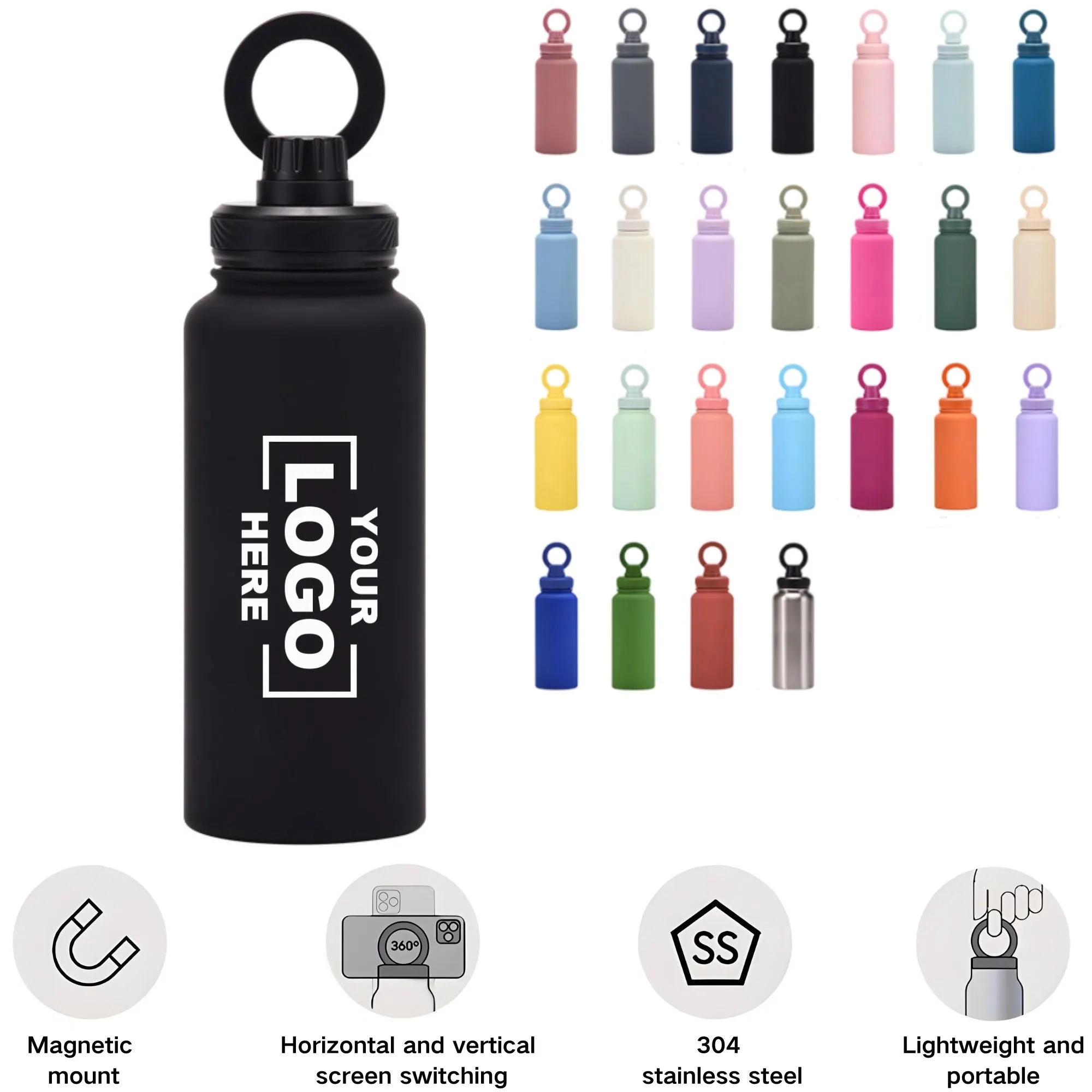 33.8oz Large Capacity Magnetic Stand Outdoor Water Bottle