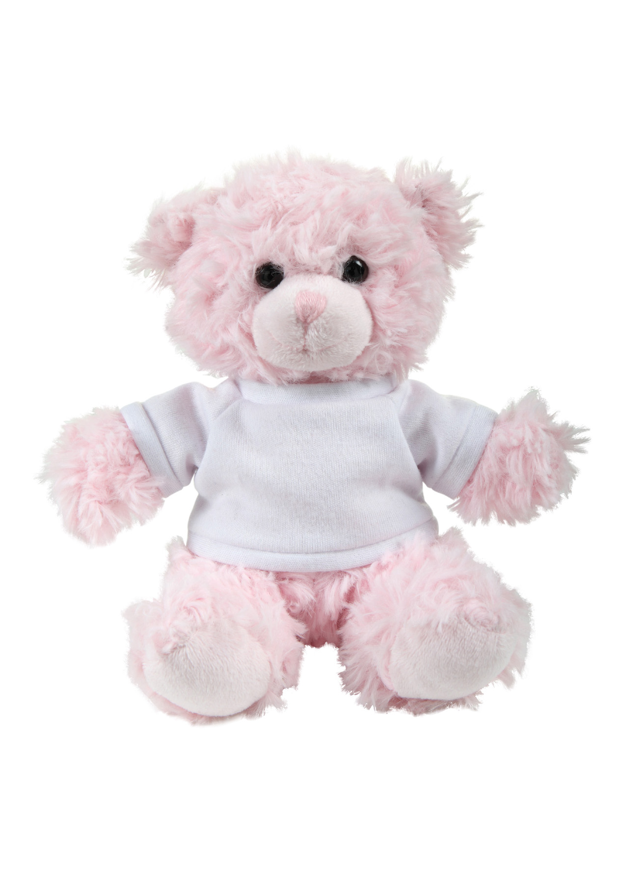 soft plush  Pink Curly Sitting Bear with t-shirt 2