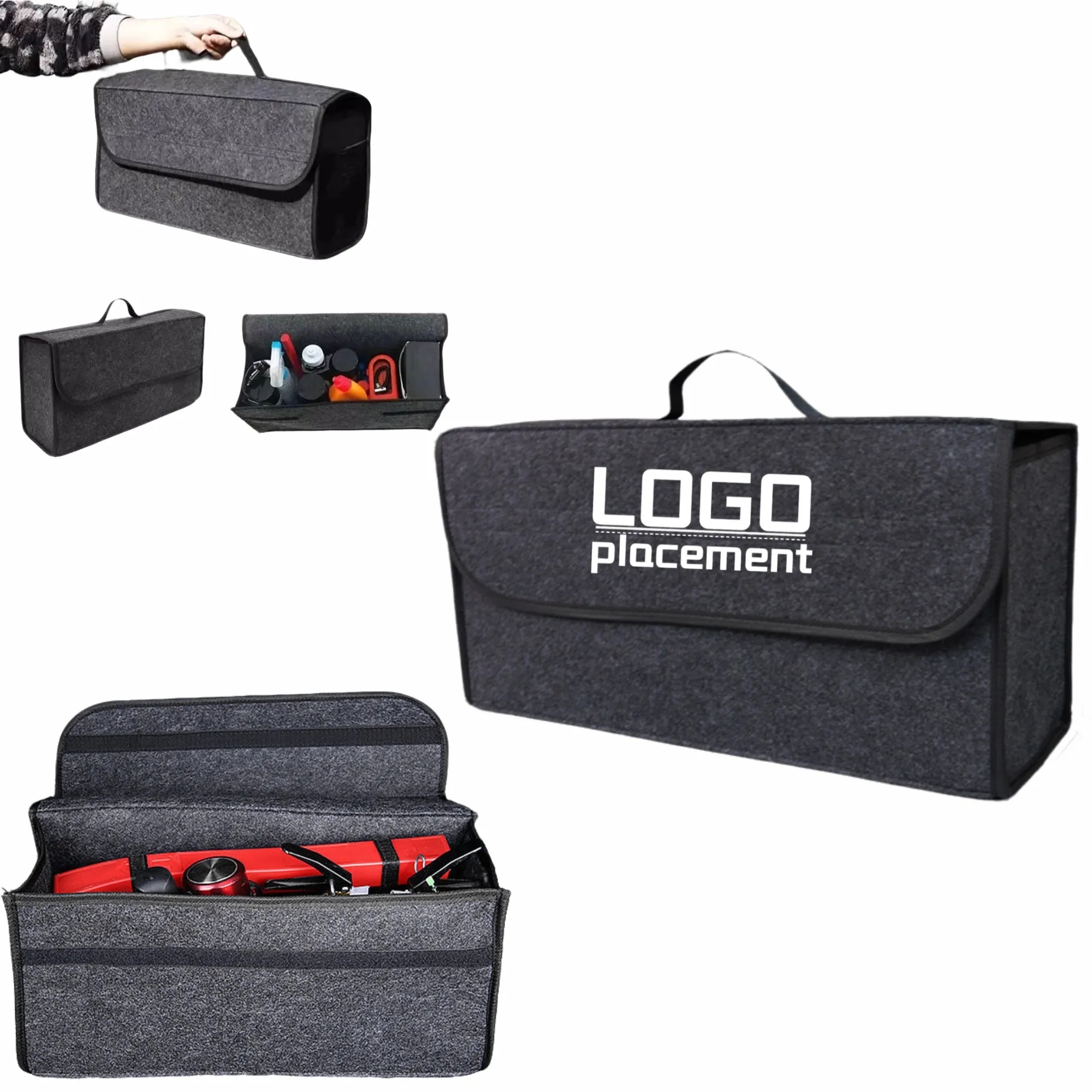 Large-Capacity Felt Car Trunk Organizer: Foldable