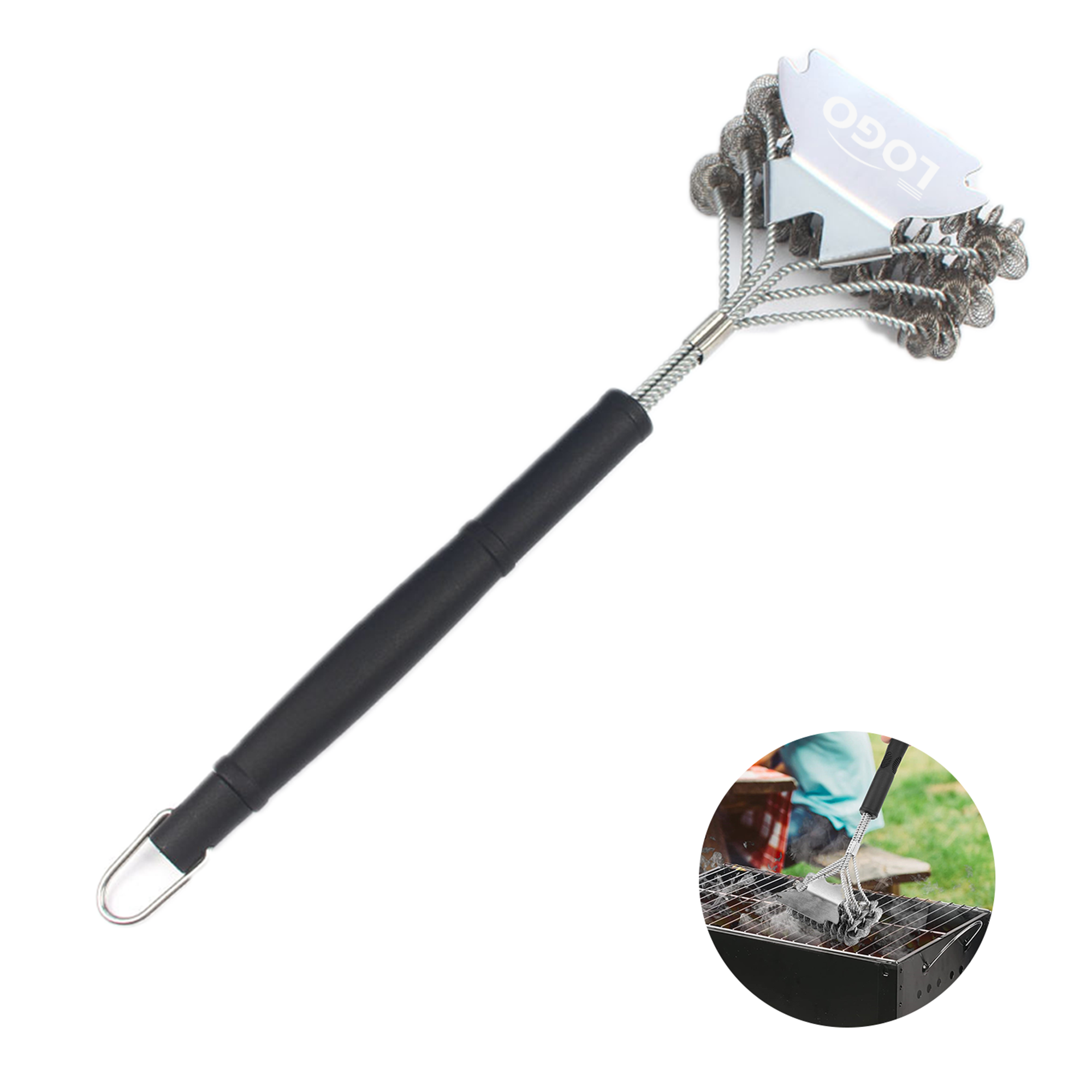2-in-1 Bristle-Free Grill Brush - Scraper Included 3