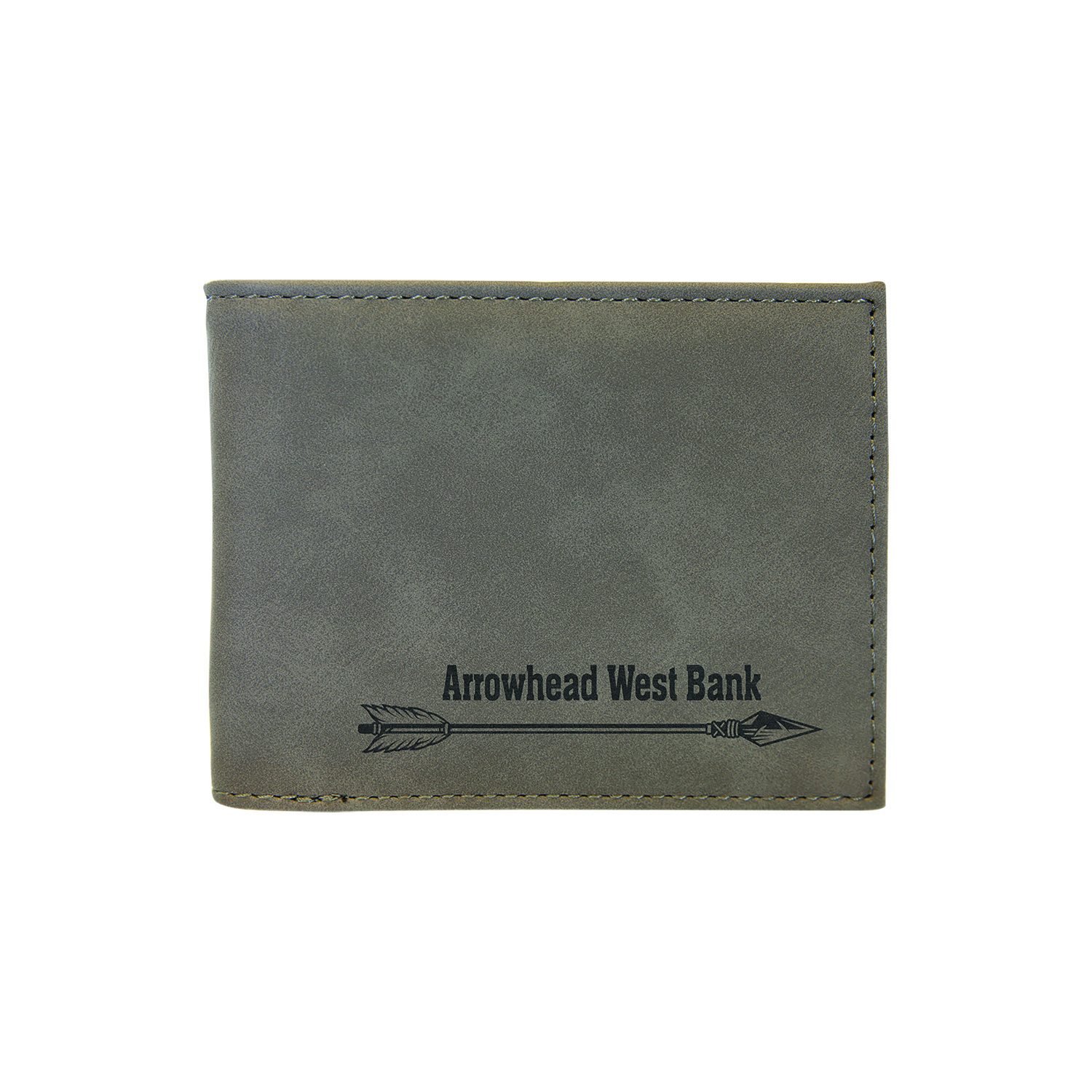 Gray Leatherette Bi-Fold Wallet w/ Flip ID Display