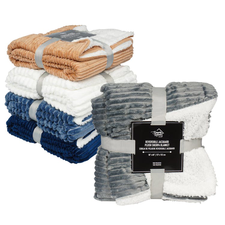 Ribbed Plush Blankets - Reversible 50" x 60"