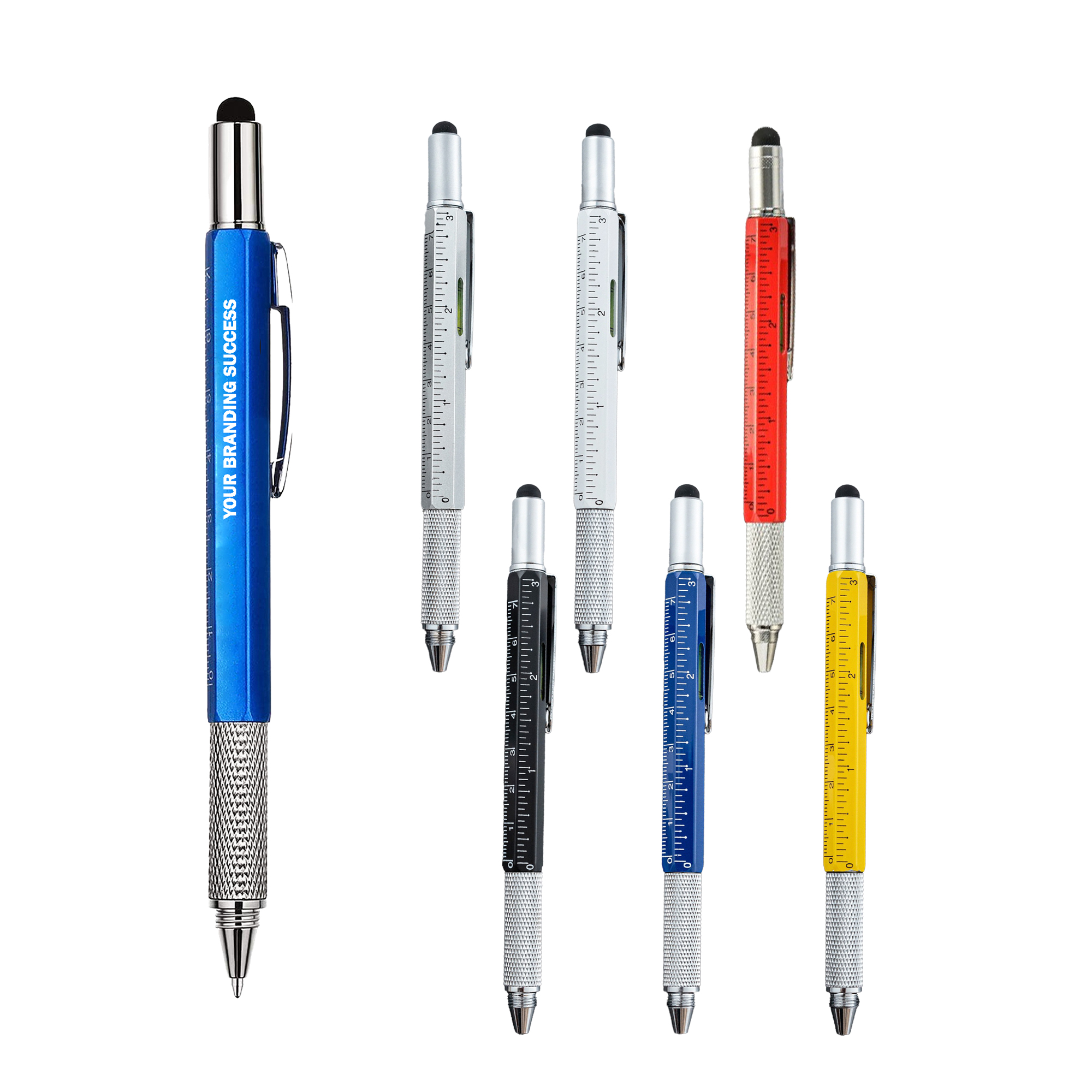 Multi-Tool Pen Ultimate Ruler Stylus Flat Water-Based 6-in-1 6
