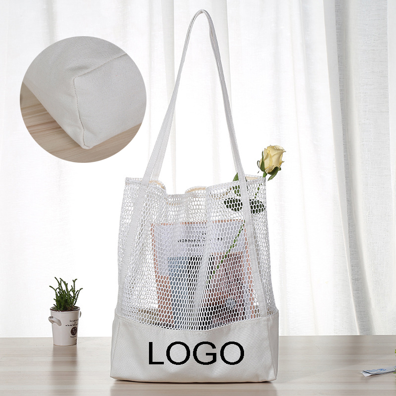 Canvas Shoulder Bag with Mesh Cloth