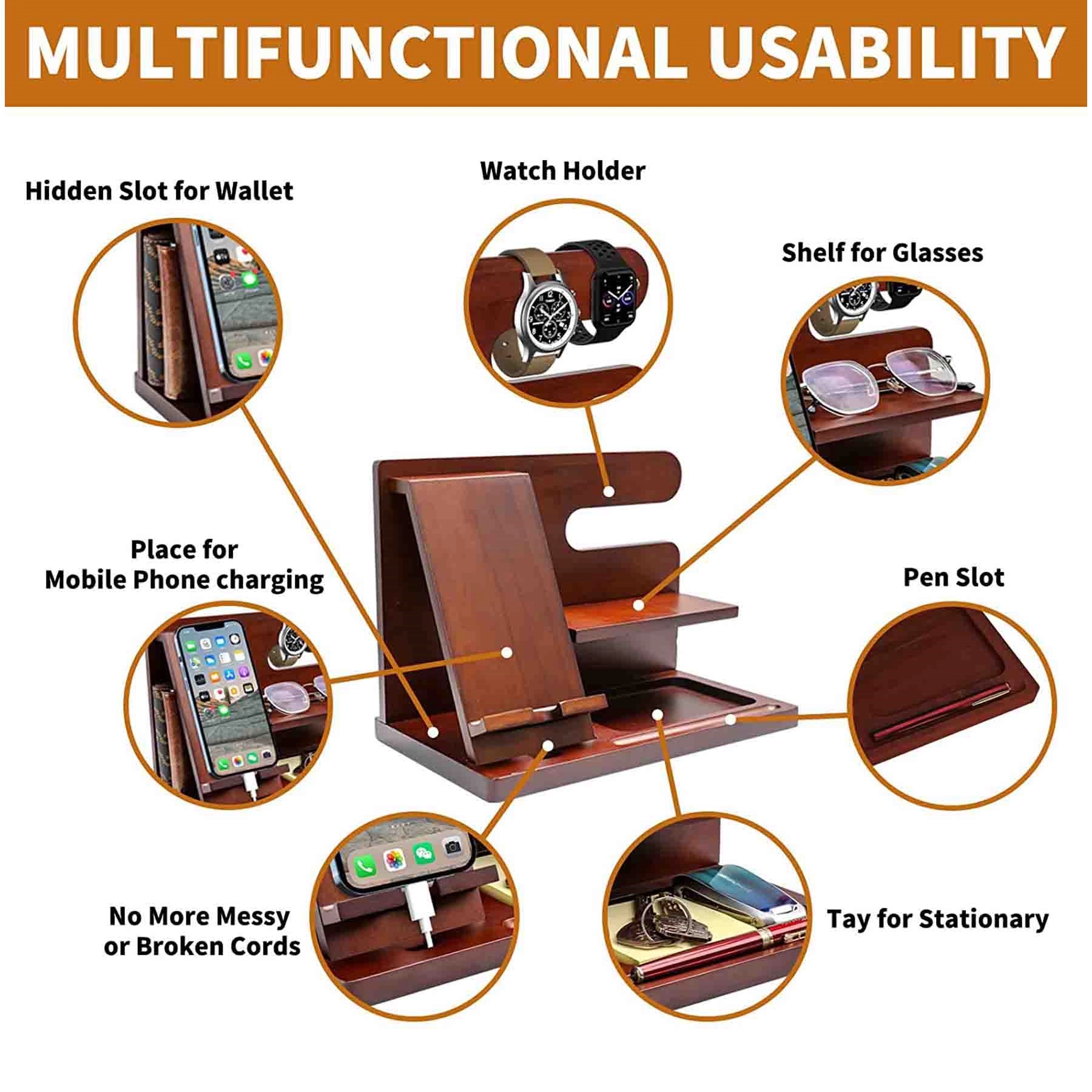 Wood Phone Docking Station Key Holder 14