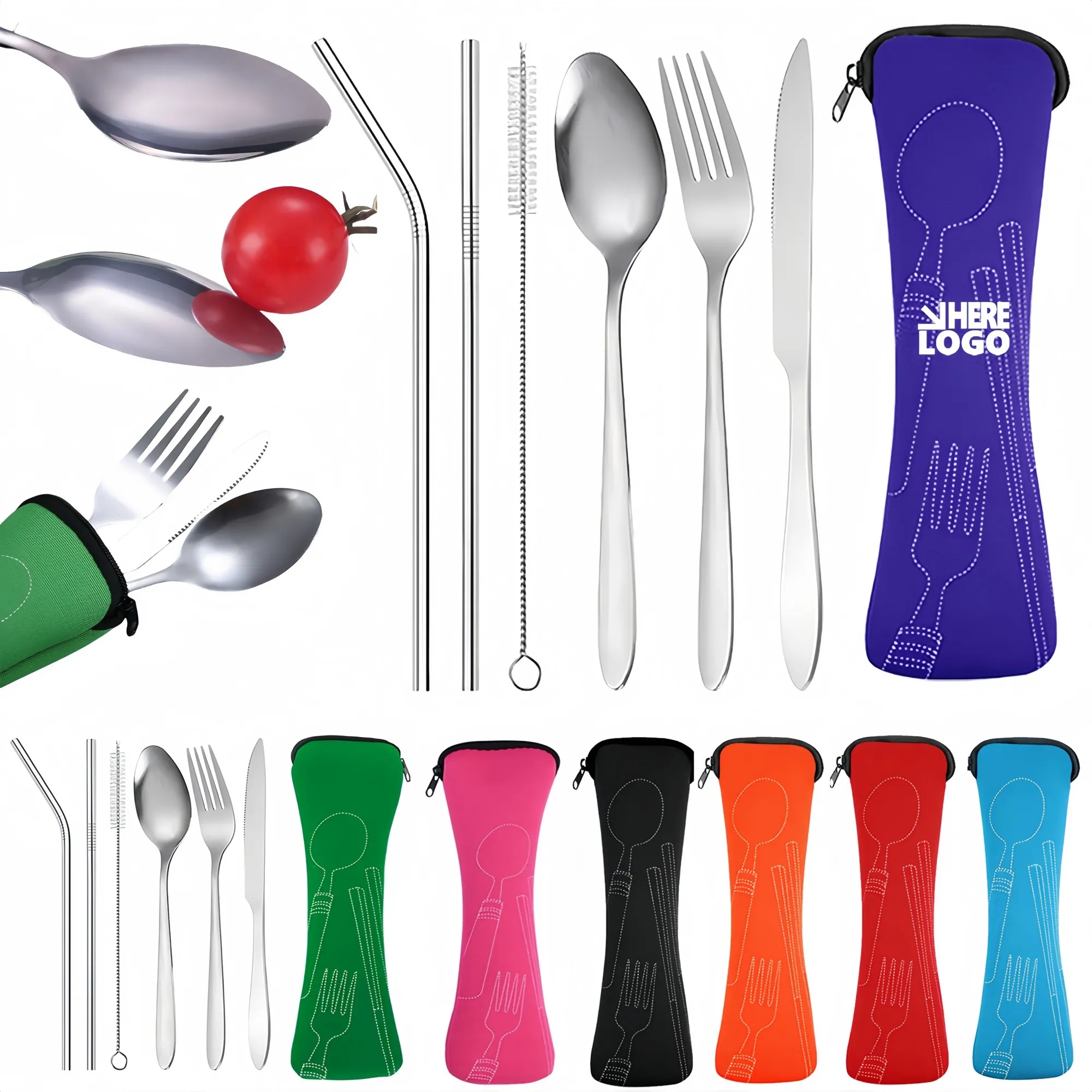 Reusable Travel Cutlery Flatware Set 14