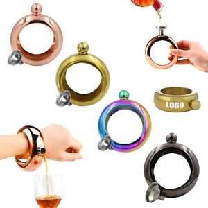 3.5oz Colored Stainless Steel Bracelet Flask With Tightly Sealed Cap, custom water bottle with logo imprint 13