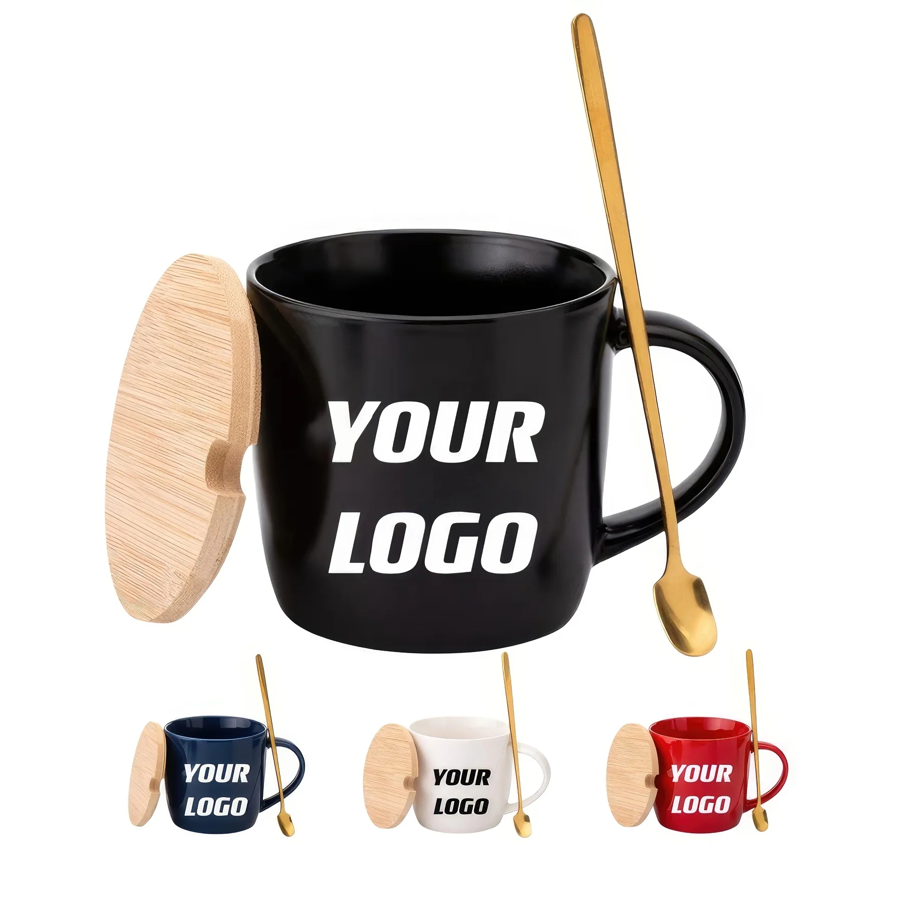 Customizable Coffee Cup With Lid And Spoon 1