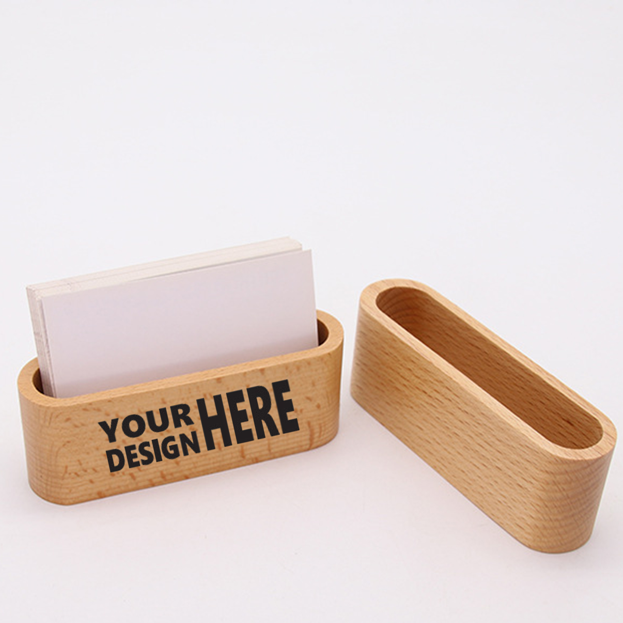 Creative Walnut Business Card Organizer Box 1