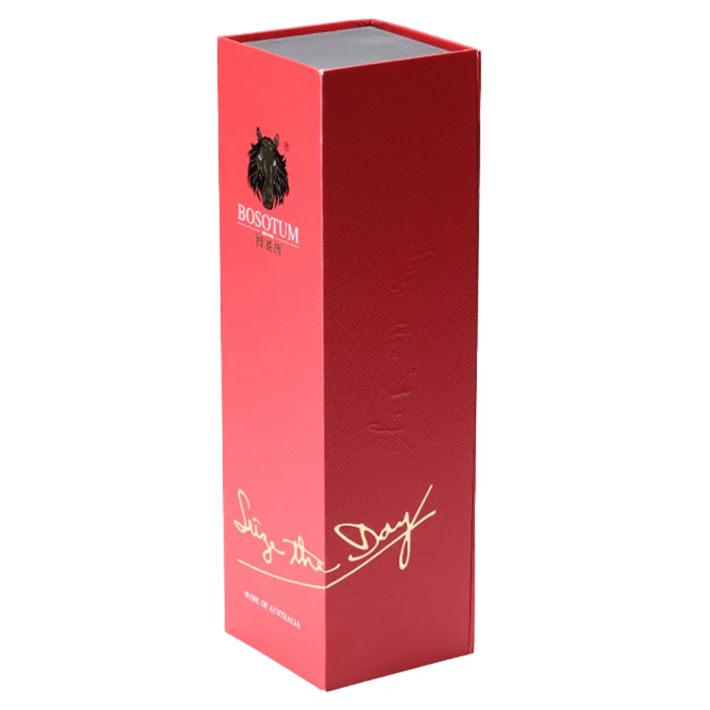 1-Bottle Red Square Magnetic Book Style Wine Gift Box 5