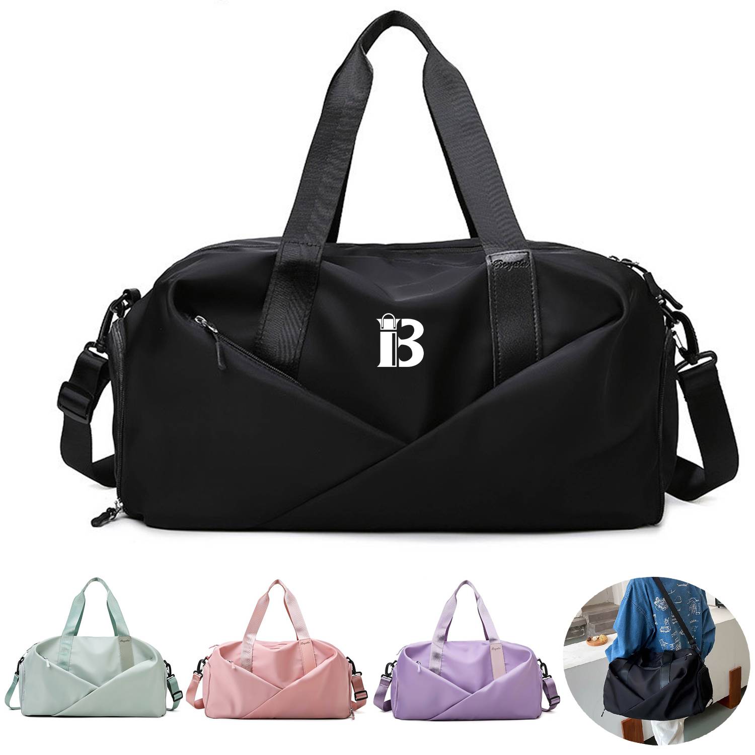 Gym Duffel Travel Bag with Wet Pocket Shoes for Women 8