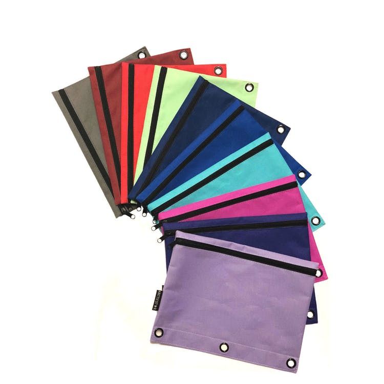 Zippered Pencil Pouches - 3 Ring Reinforced Assorted 1