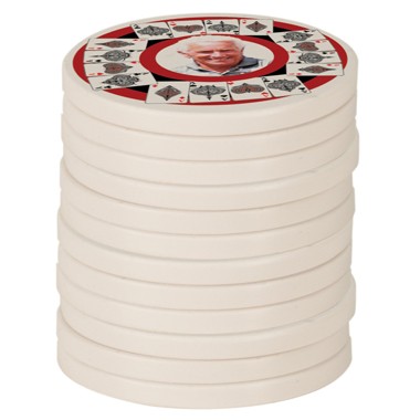 White - 1.5" Diameter Poker Chip with White Edge 1