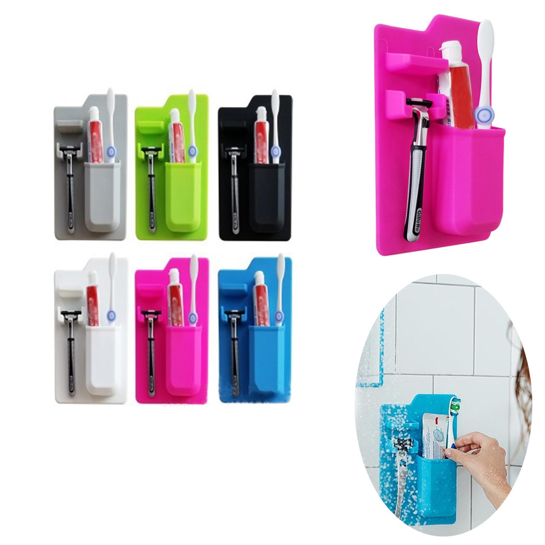 Razor And Silicone Bathroom Toothbrush Adsorbed Holder 2