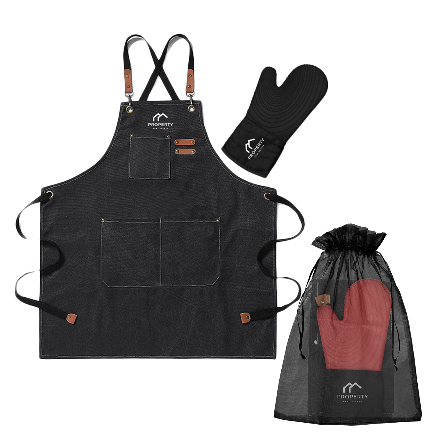 Premium Gift Set - Canvas Apron & Silicone Oven Mitt