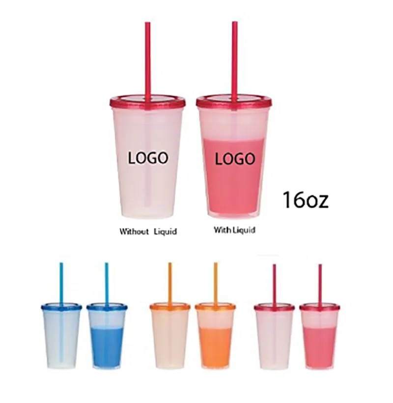 16 oz Color Changing Stadium Cups with Lid and Straw 3