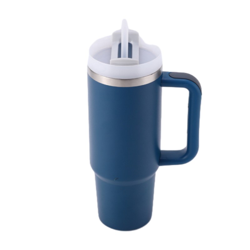 30 oz Vacuum Stainless Steel Tumbler W/ Handle & Straw 20