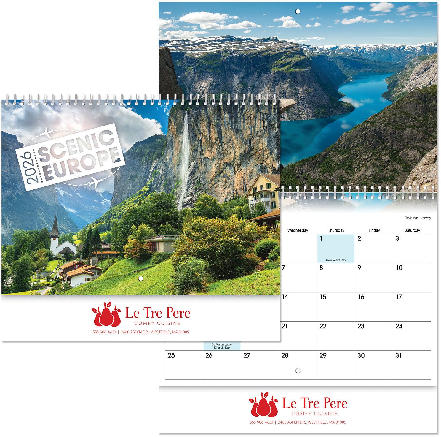 SCENIC EUROPE SPIRAL WALL CALENDAR