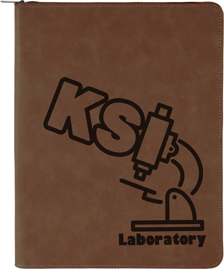 9 1/2" x 12" Dark Brown with Zipper Leatherette Portfolio with Notepad 2