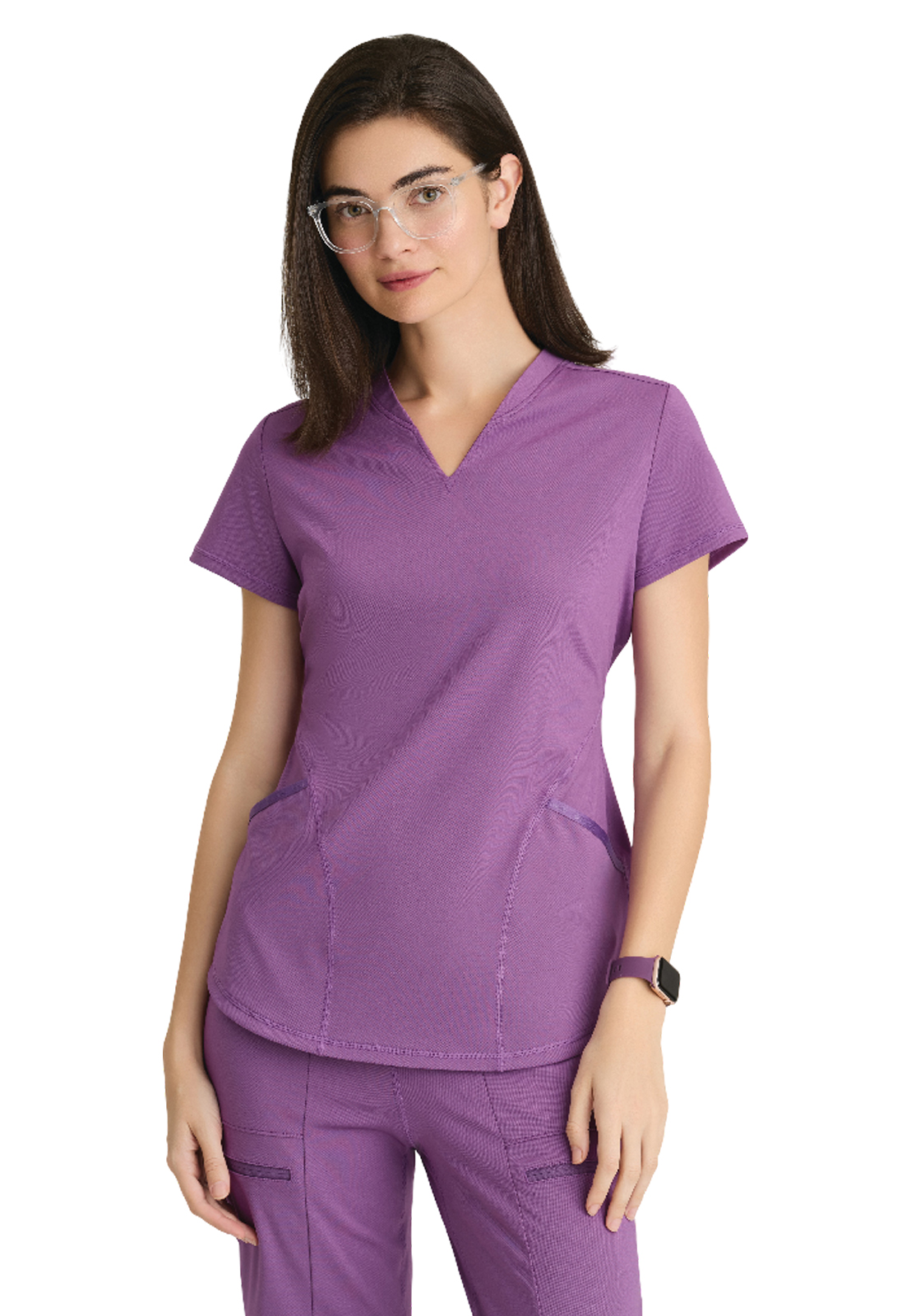 Grey's Anatomy Knit Stretch - Women's Two-Pocket V-Neck Define Scrub Top 12