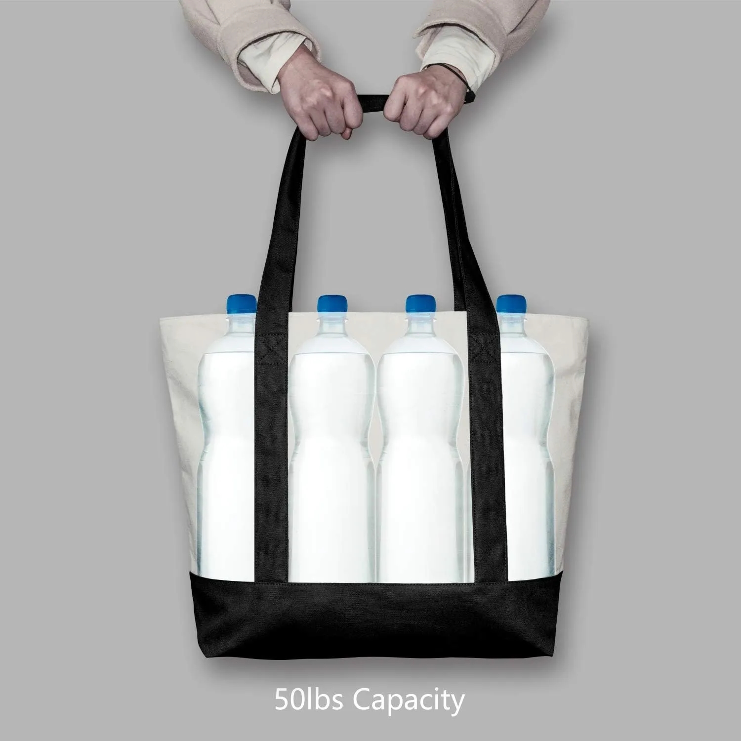 Canvas Tote Bag with an External Pocket, custom tote bag with logo imprint 3