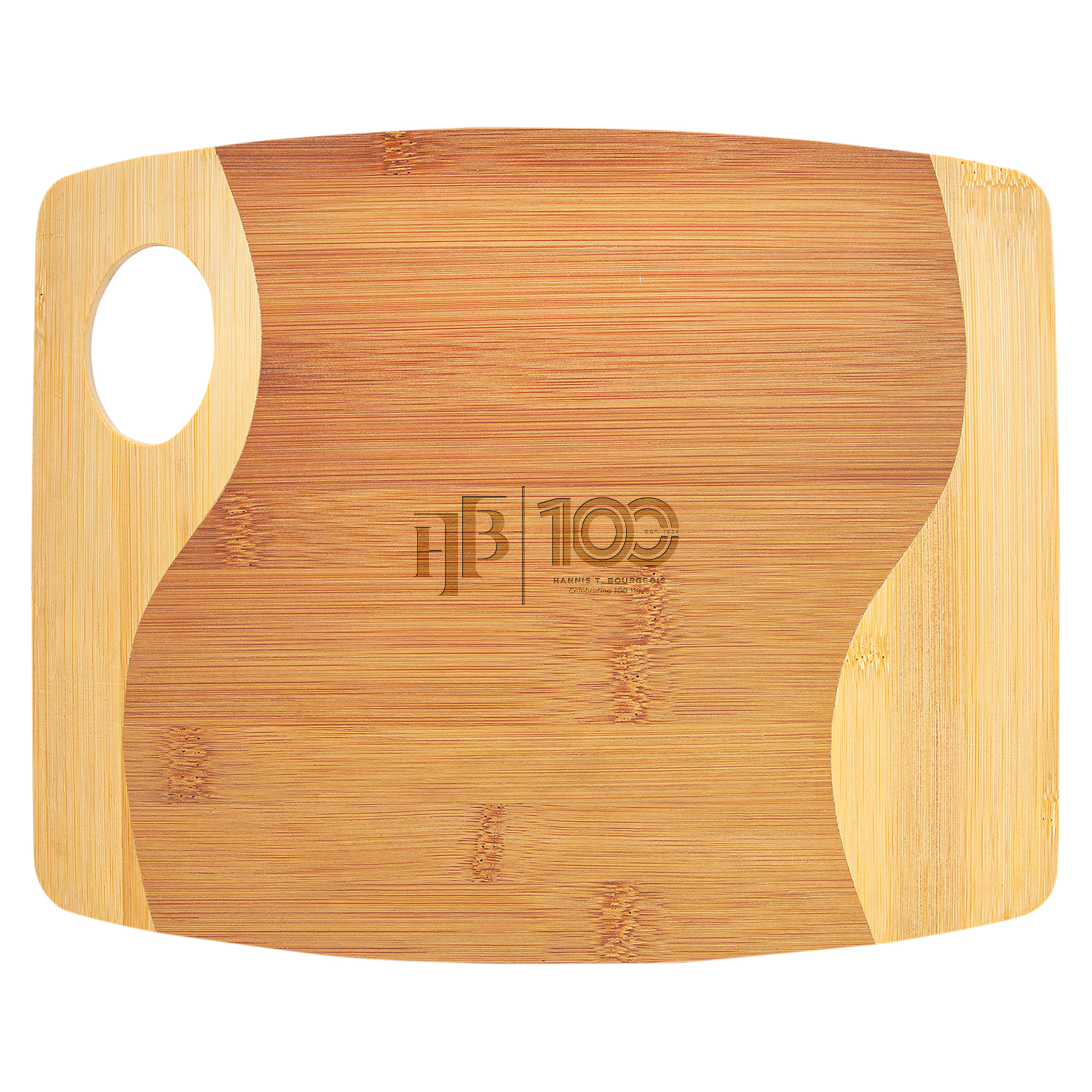 13" x 11" Bamboo Two Tone Cutting Board w/ Handle