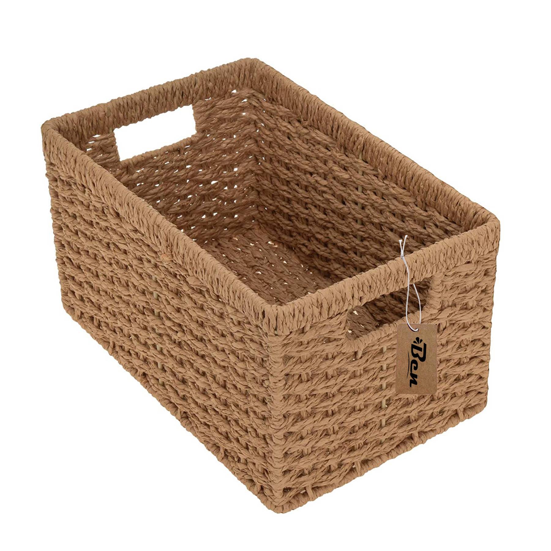 Large Wicker Storage Basket With Wooden Handles 1