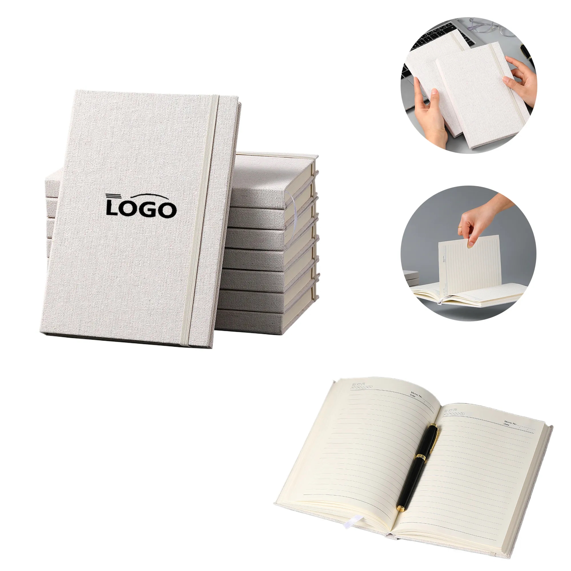 MOQ15 Linen A5 Notebook Hardcover Office Journal 4