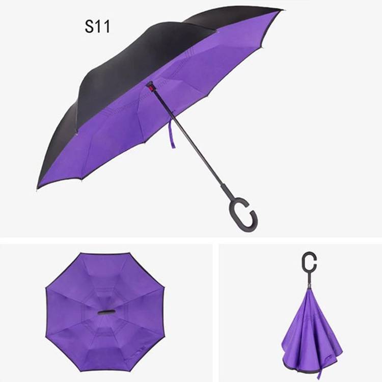 Reversible Inverted Umbrella With C-Shape Handle 8