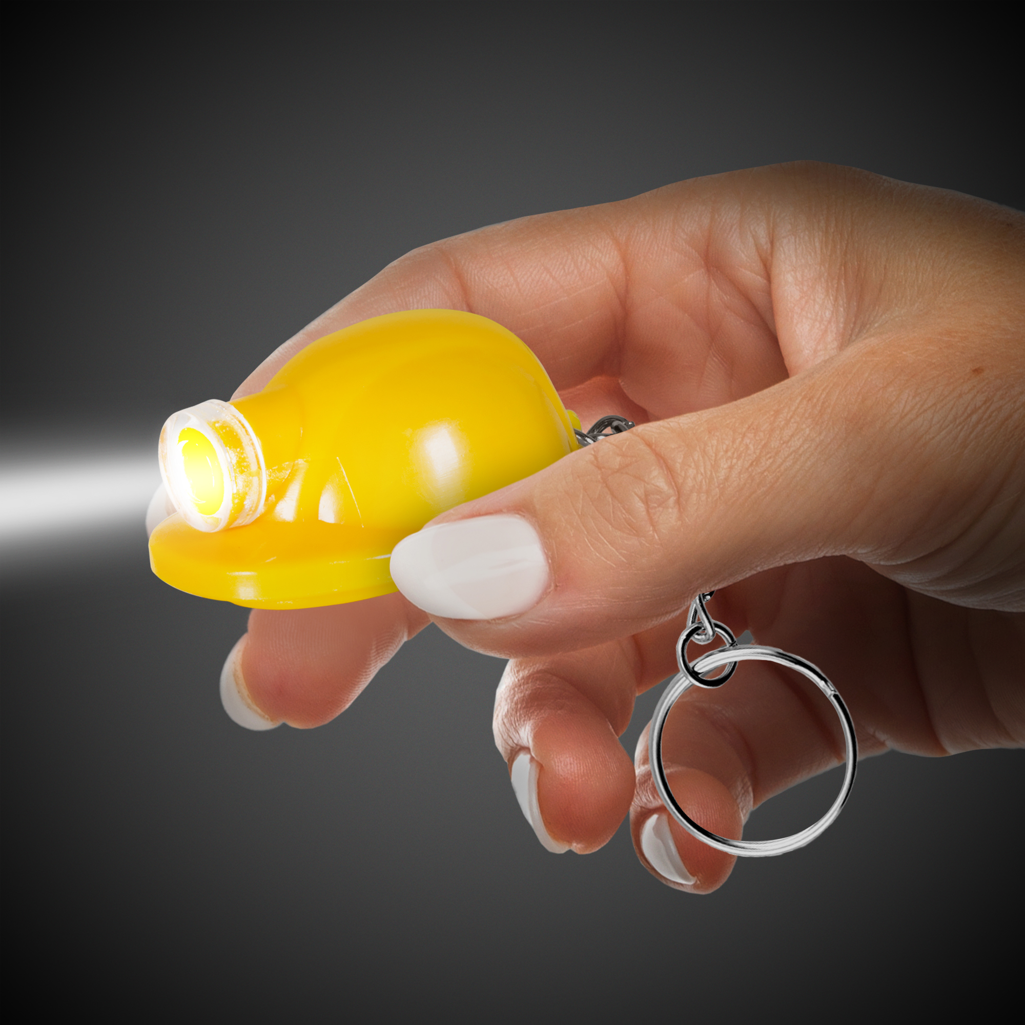 Yellow Safety Helmet Flashlight Light Up LED Glow Keychain 4