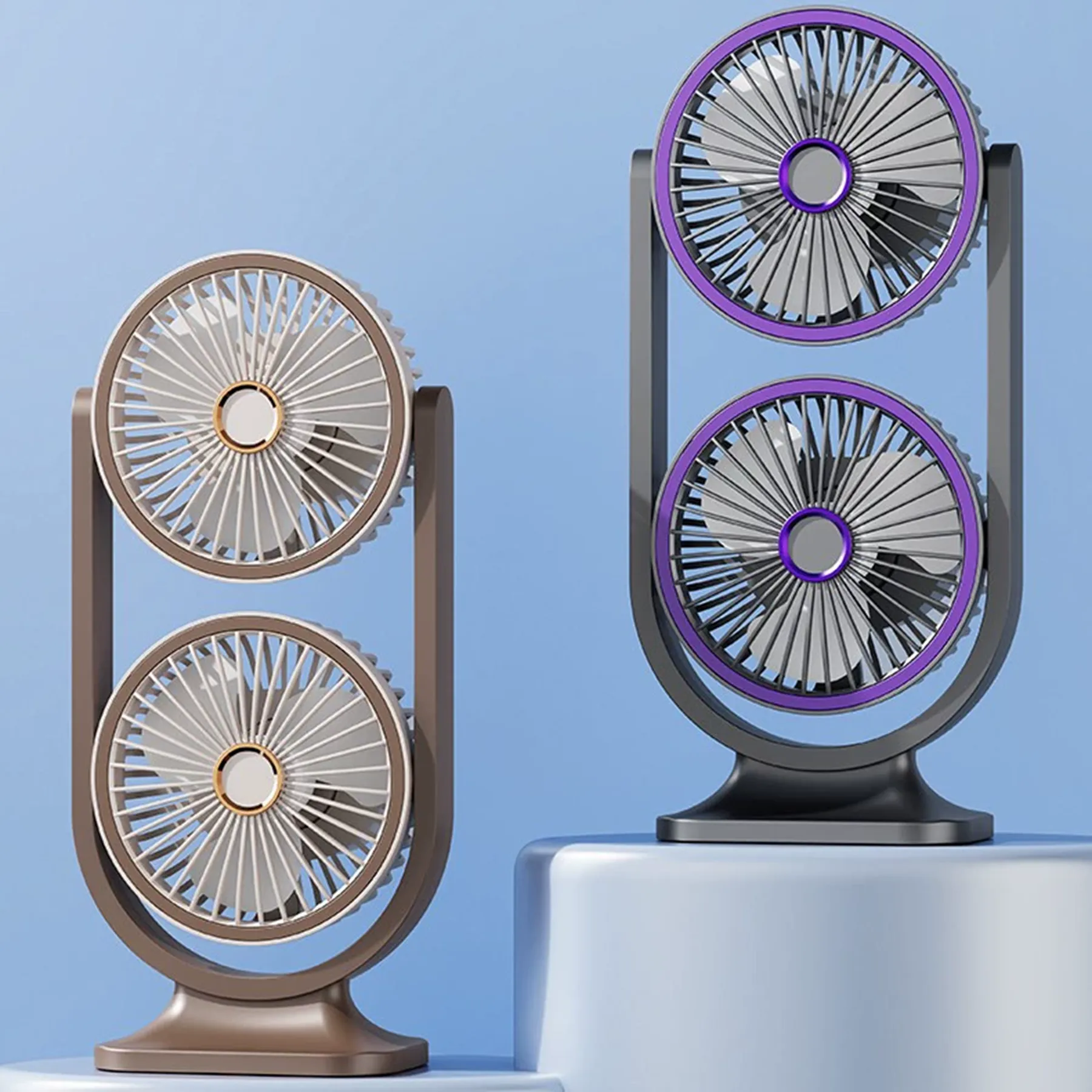 1200 mAh Chargeable Dual Head Desk Fan with Light 7