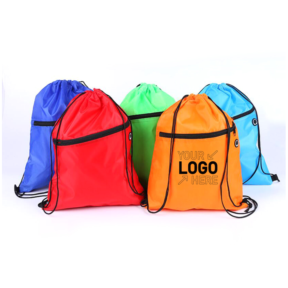 Drawstring Backpack with Front Zipper Pocket 4